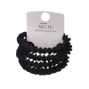 High-elasticity threaded hair tie at a great value, 4 clips of rubber bands, simple and basic style hair band headwear, high ponytail hair tie Item Picture